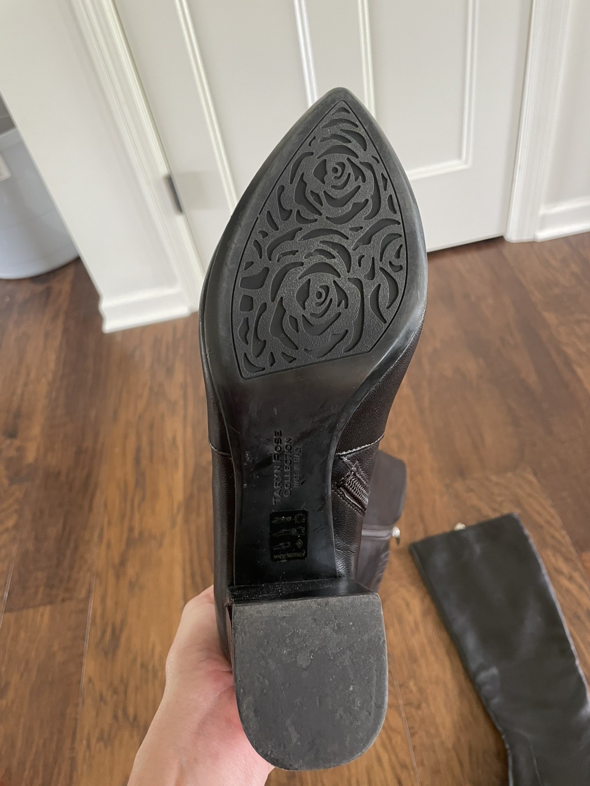 TARYN ROSE WOMENS BOOTS 19.5 in TALL STRETCH/ BLACK LEATHER ZIPPER