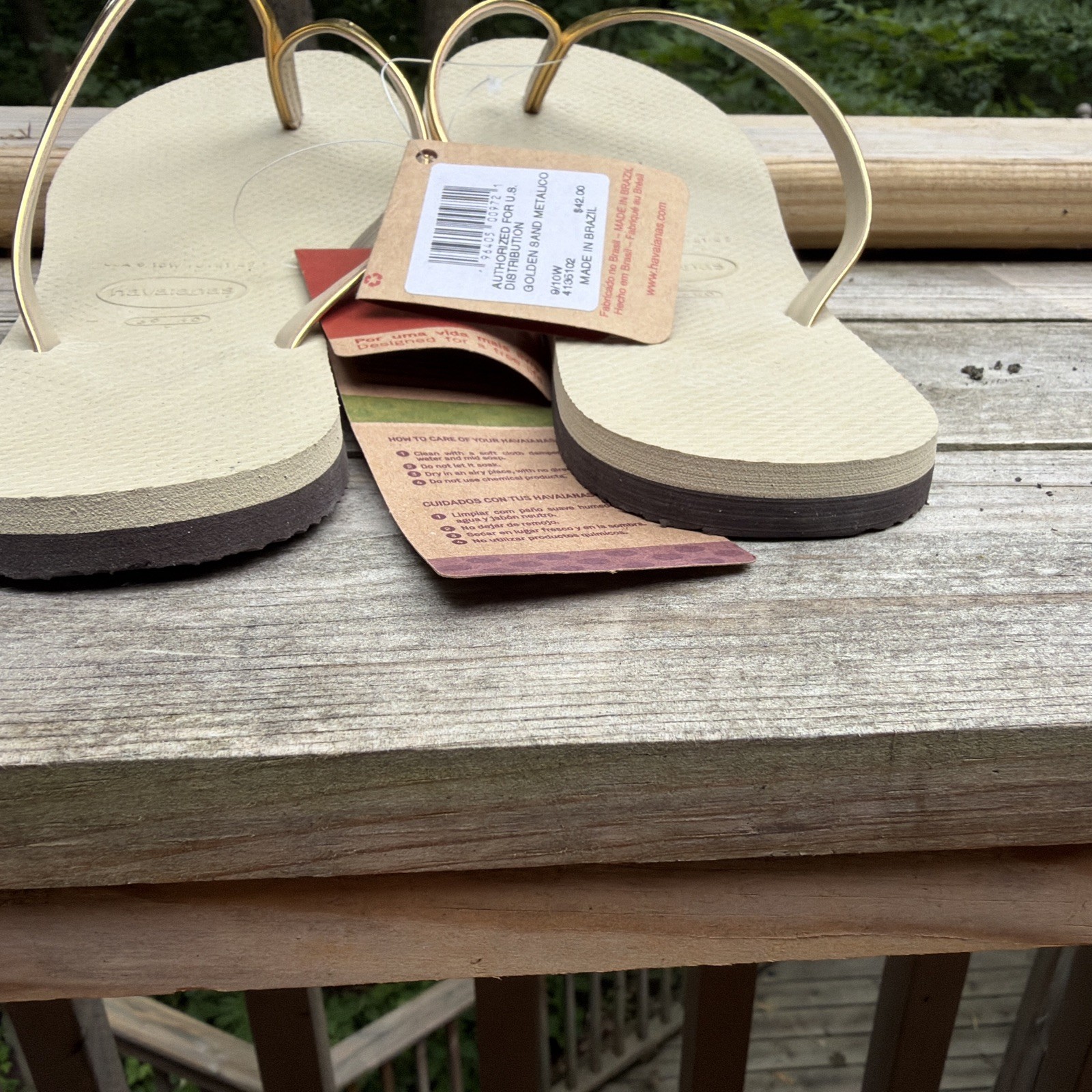 Havaianas Golden Sand Metalico Sandals Womens Gold Rubber Flip Flop SZ 9/10 NWT