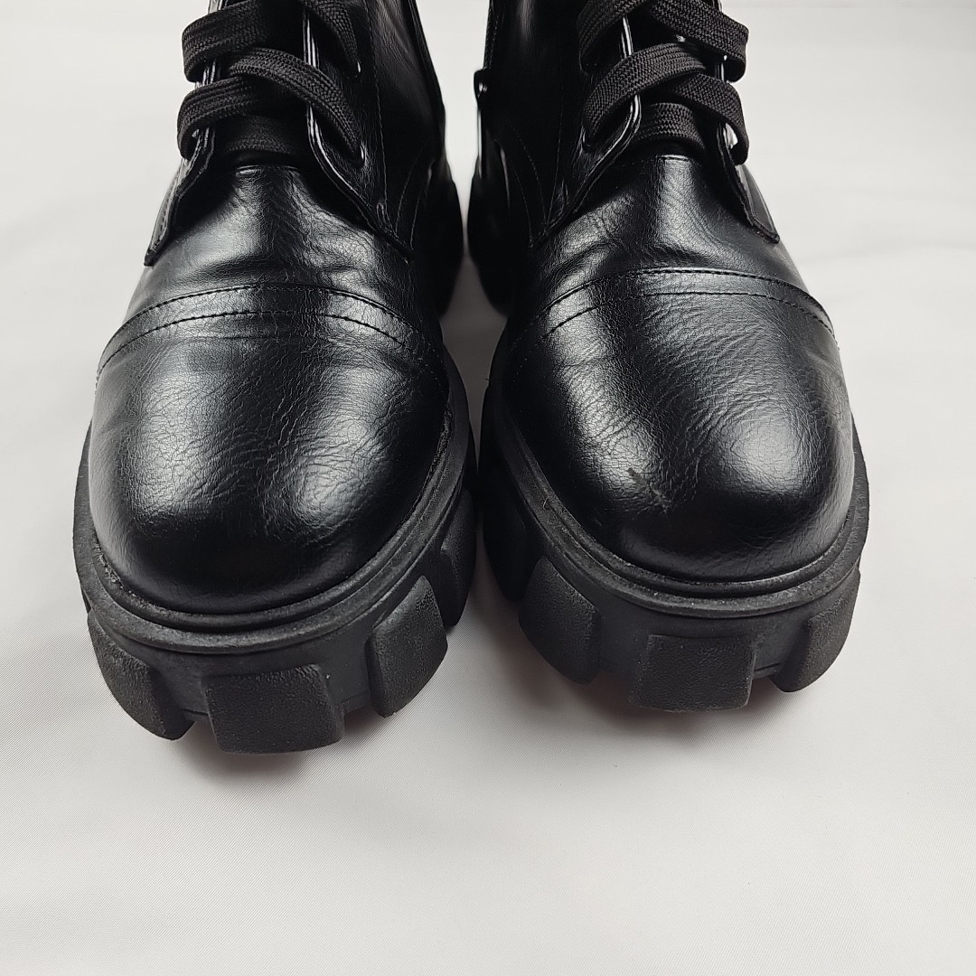 Public Desire Zip Up Lace Boots Black Size US7 2.5 In Heels 11 in High