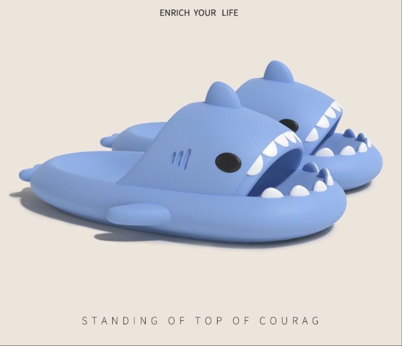Kids Thick Sole Sharks Slippers Non-Slip In/Outdoor Sliders Sandals Shoes