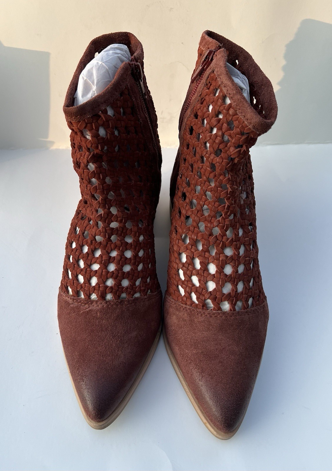 NEW Rebels Women Pumpkin Suede Woven Cutout Ankle Boots SZ: 9 (8.5)
