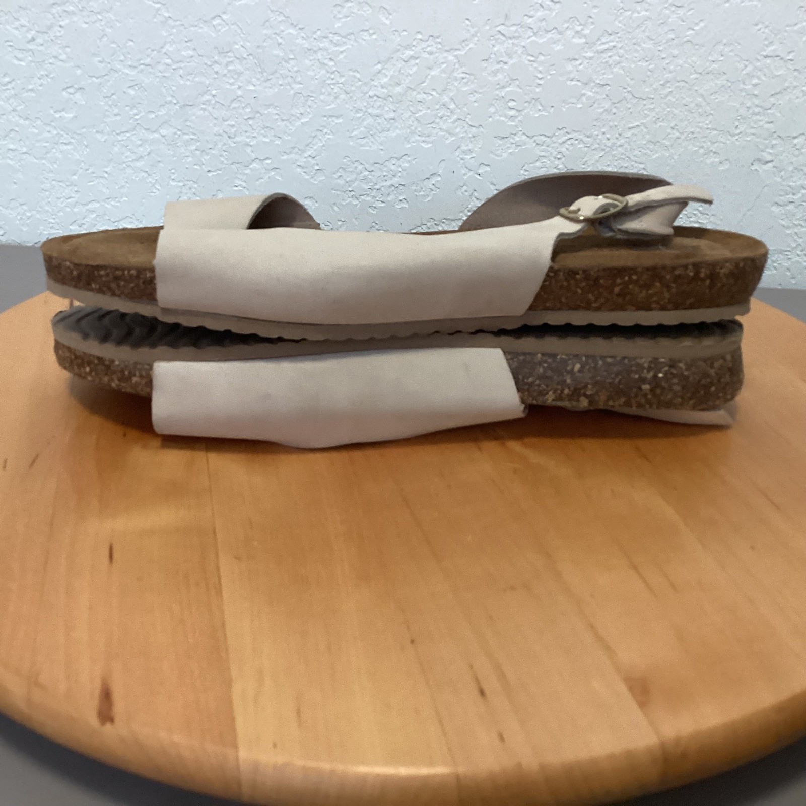 Moretti Slingback Sandals Womens 39 White Leather Cork Made in Italy 1009-A368