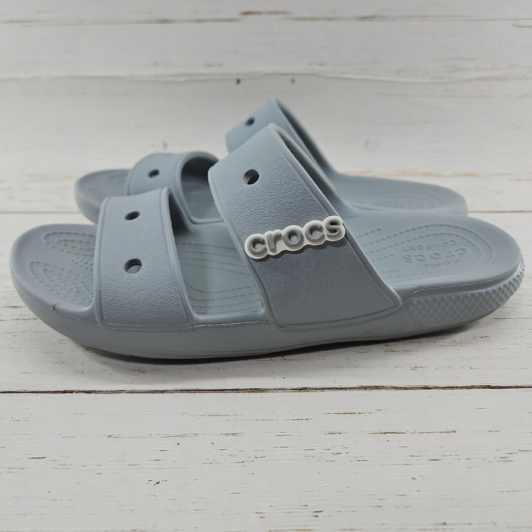 Crocs Classic Dual Band Womens 8 Gray Slip On Slides Sandals Jibbitz 206761