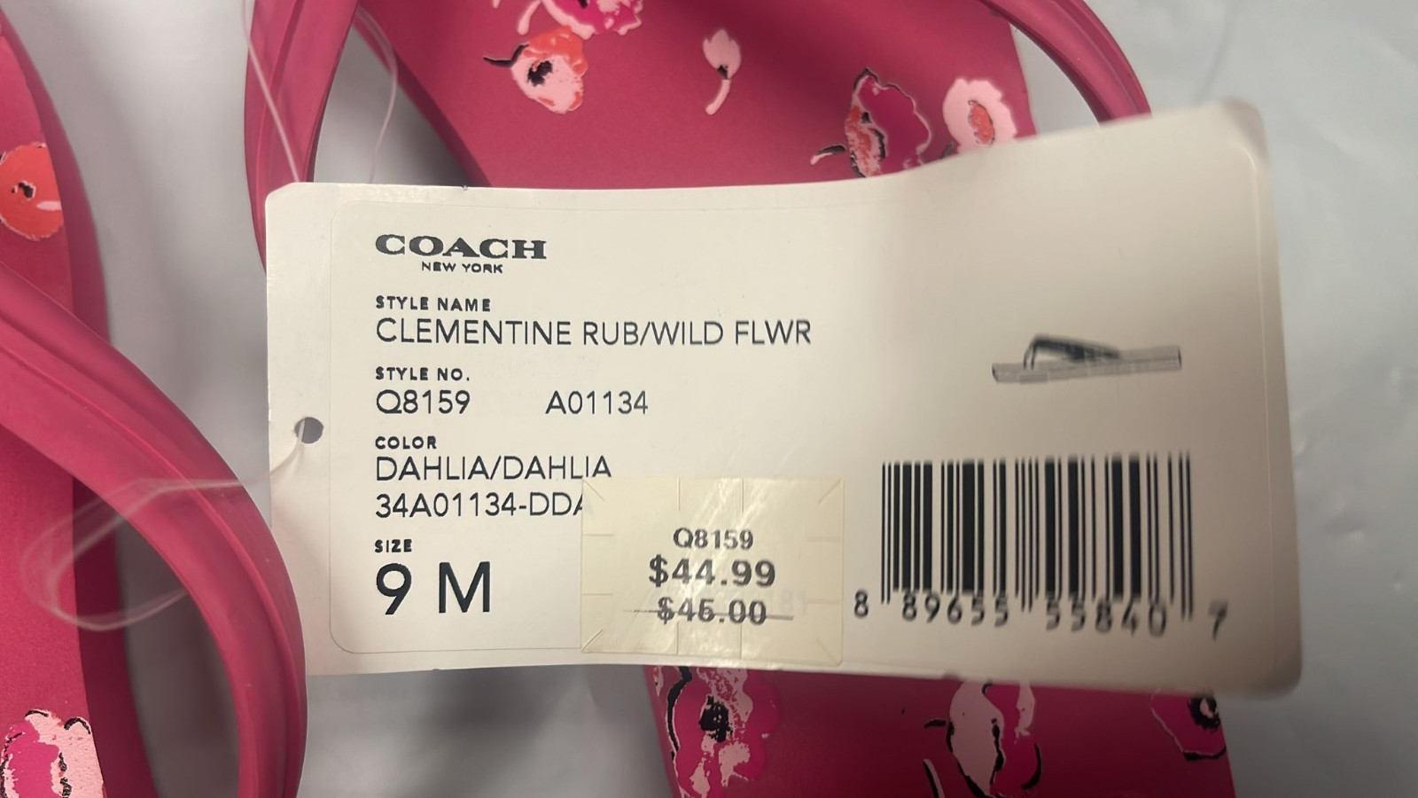 Coach Clementine Rubber Multi Stripe Flip Flops Women’s Size 9 Dahlia NWT