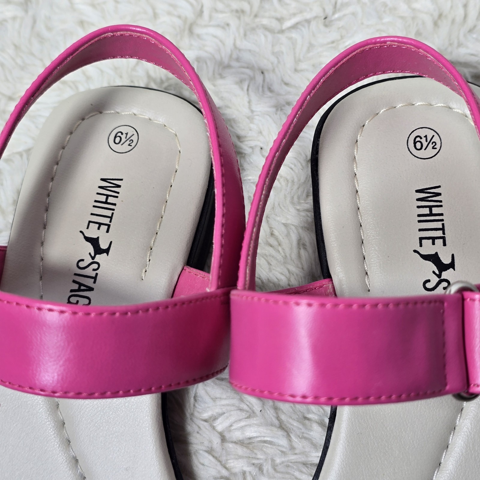 White Stag Sheila Sandals Lot Slides Flats Women’s 6.5 & 7 Pink Red Faux Leather