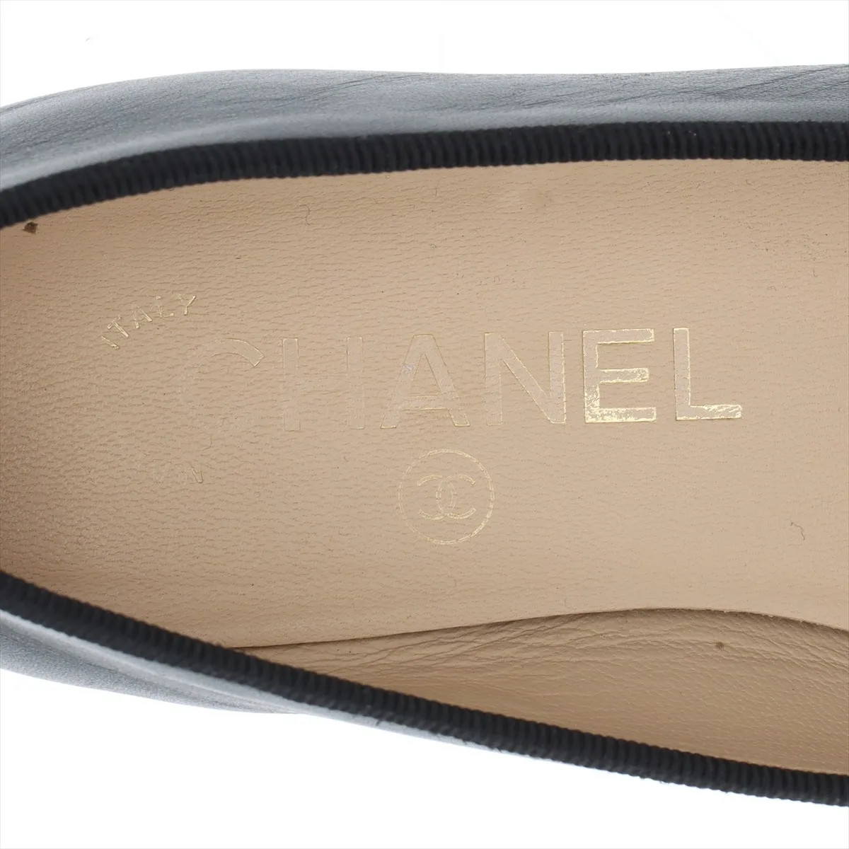 Chanel Coco Mark Leather & patent Flat Pumps 35 1/2 Ladies’ Black G02819 Lift re