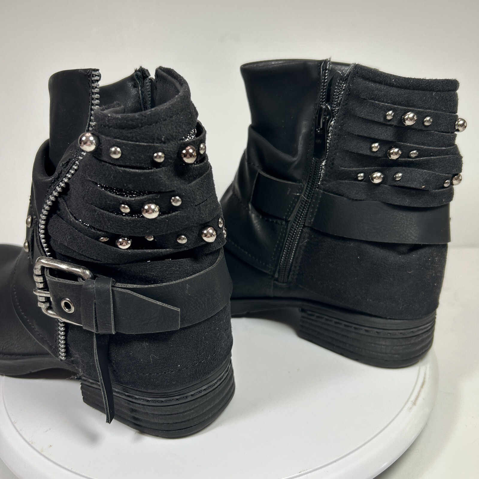 Lala Iaki Black Studded Zipper Ankle Boots