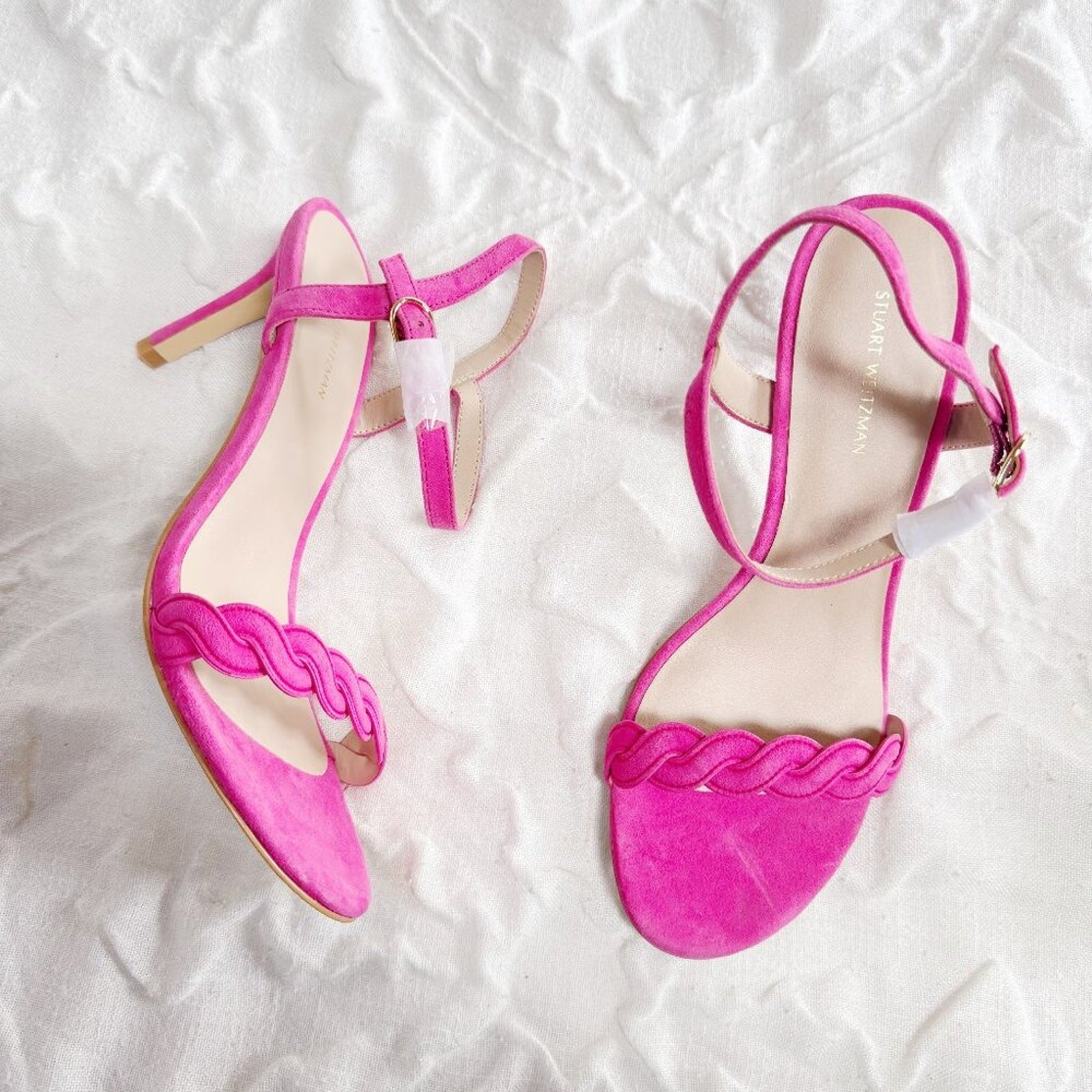 Stuart Weitzman Dancer Twistie 100 Suede Sandal In Pink Size 8.5