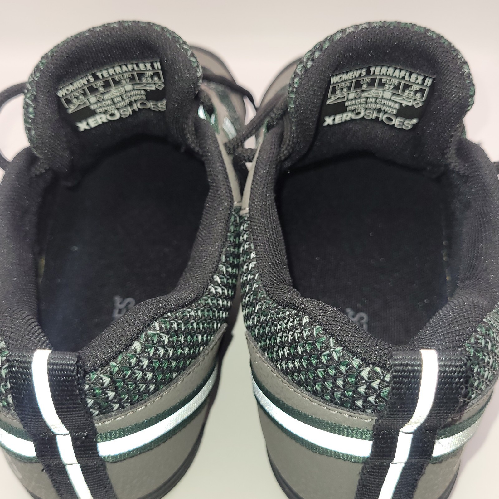 Xero TerraFlex II Womens Size 6.5 Barefoot Running Hiking Shoes Green Gray EUC
