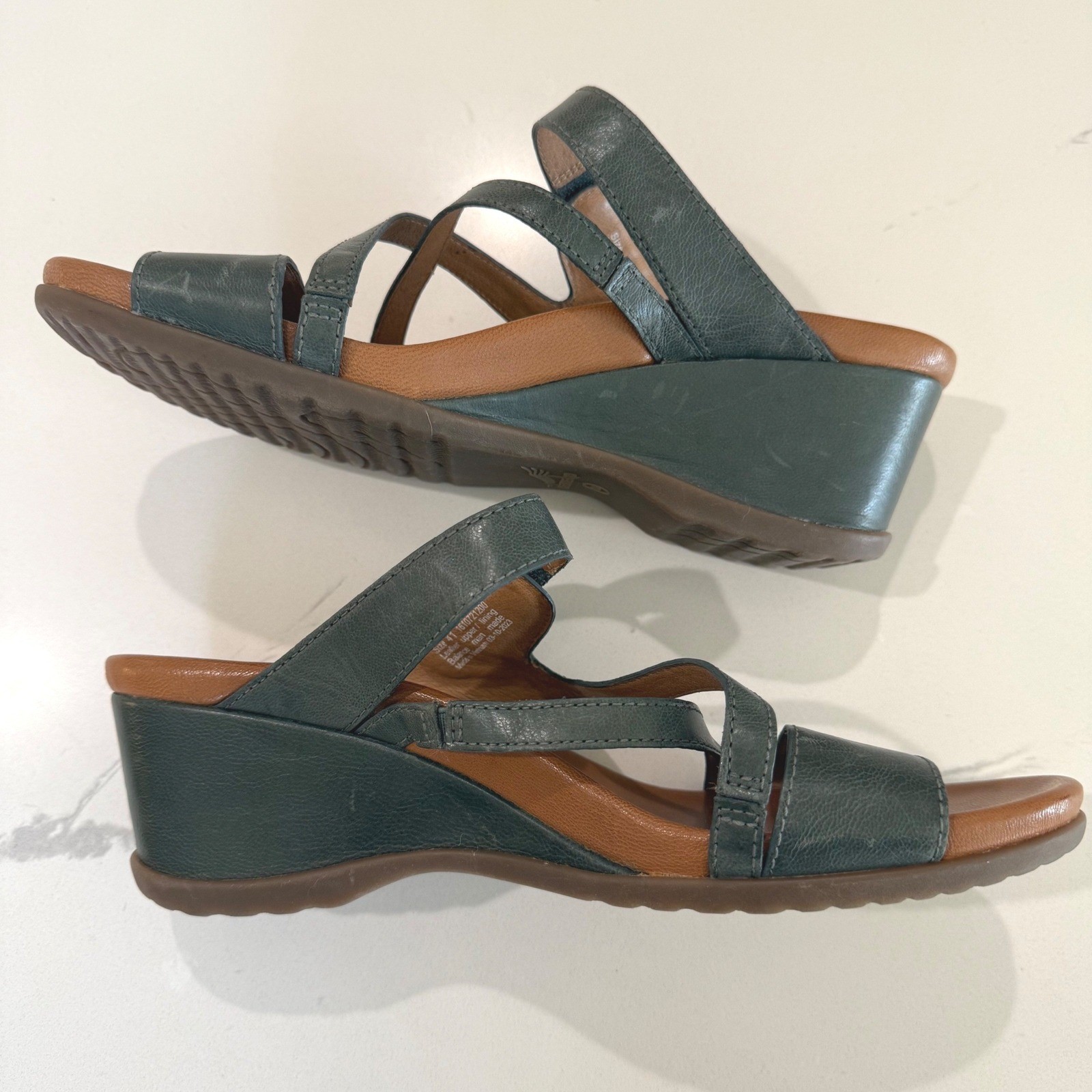 Dansko Ana Womens Gray Blue Leather Strappy Wedge Sandals Size 41 Shoes 10.5-11