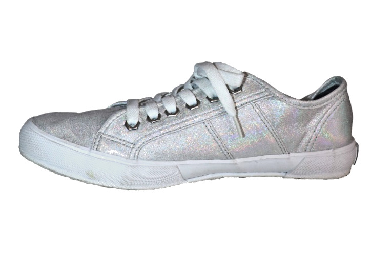 Iridescent Gotta Flurt Silver Lace-up «Charm» Fashion Sneakers Size 7.5 GUC