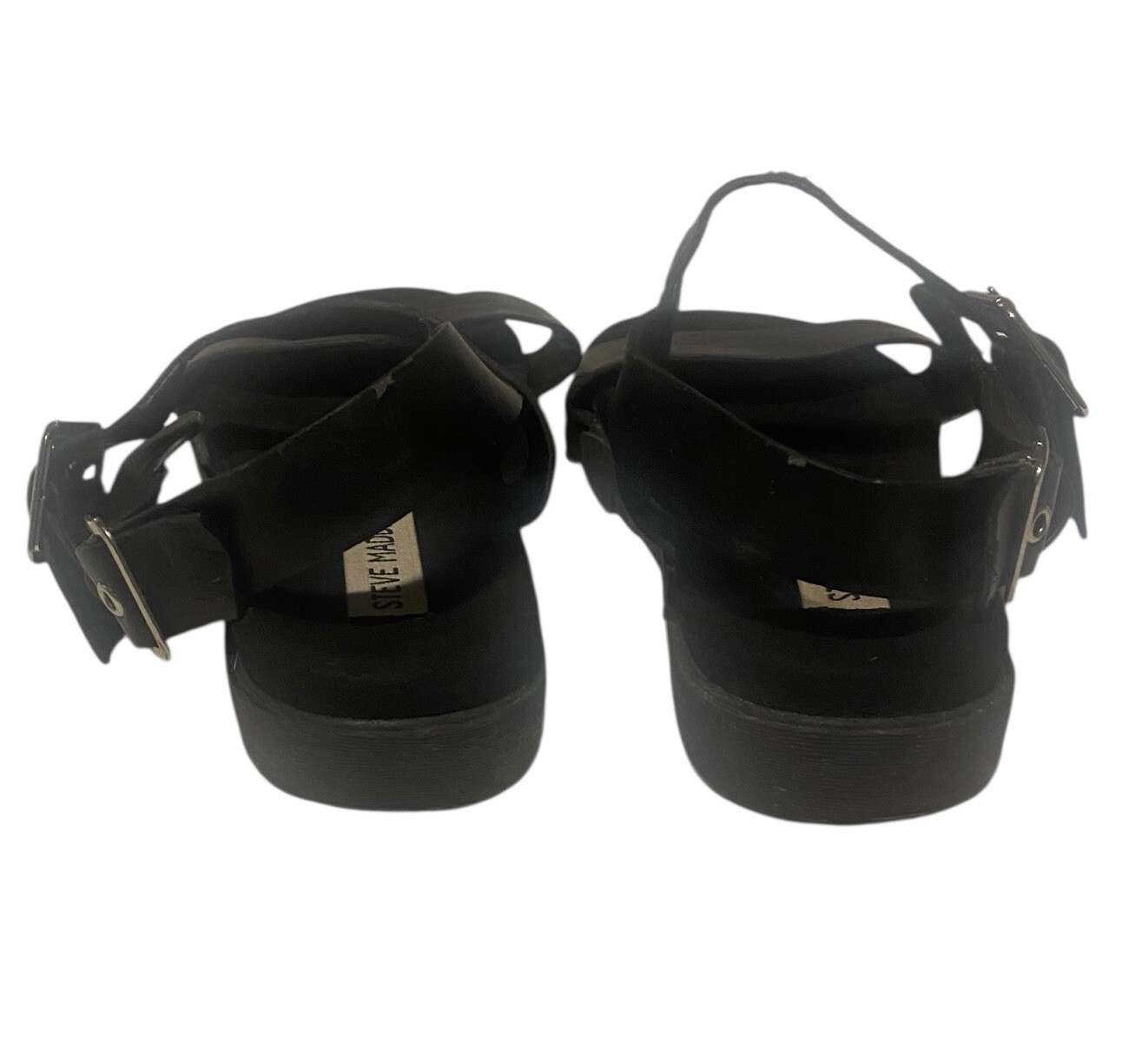 Steve Madden Strappy Buckle Sandals Womens 9 Black Classic Goth Comfort Punk Y2K
