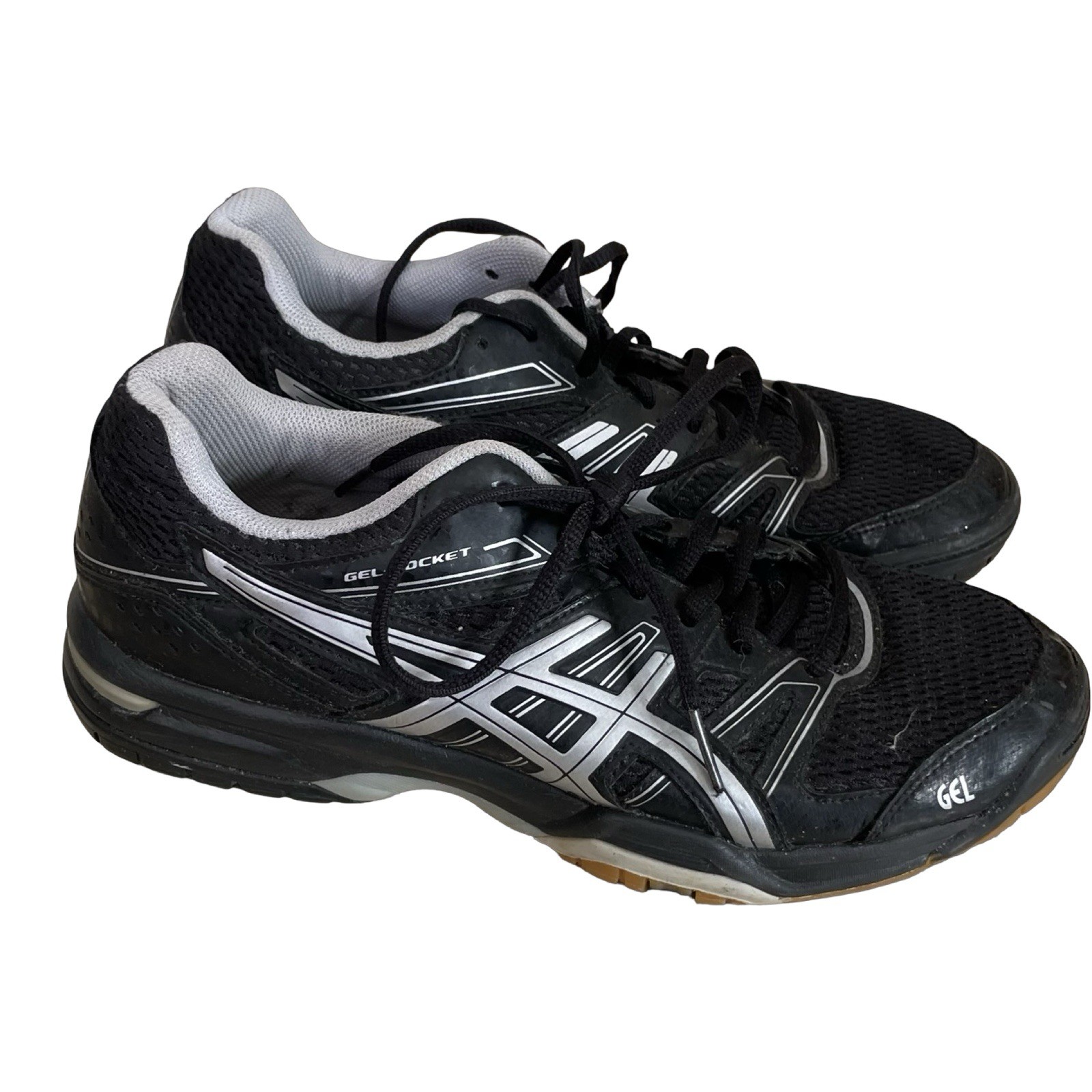 Asics Women’s Size 8 GEL-Rocket 7 Shoes Black Silver B455N