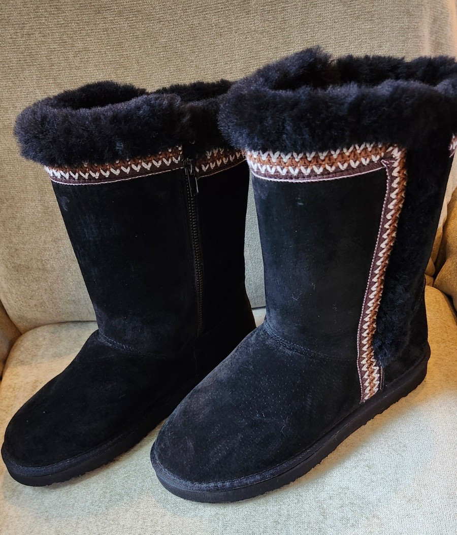 LAM Black Fur Boots for Women – New – size 9