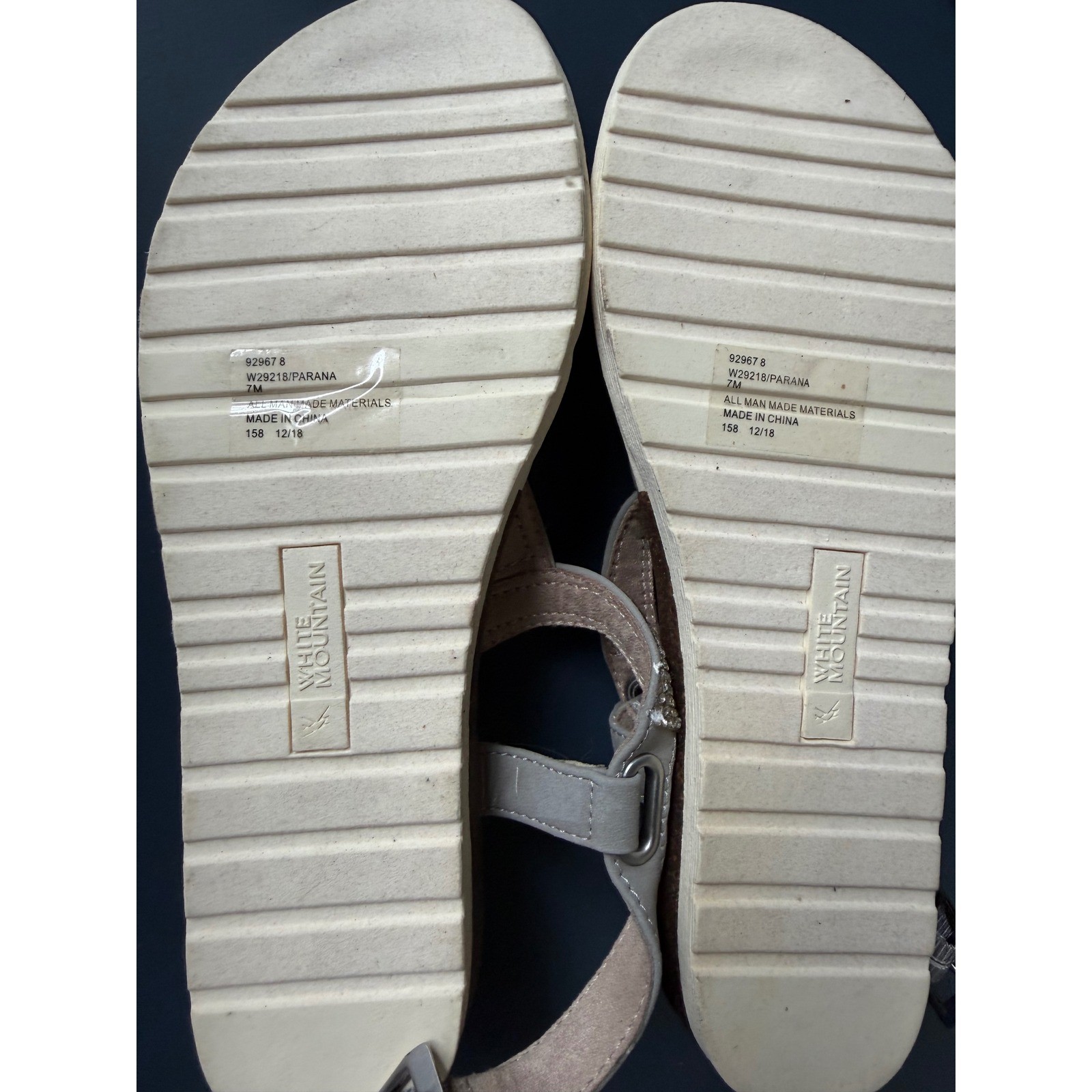 White Mountain Parana Gray Rhinestone T-Strap Sandals Womens Size 7M W29218