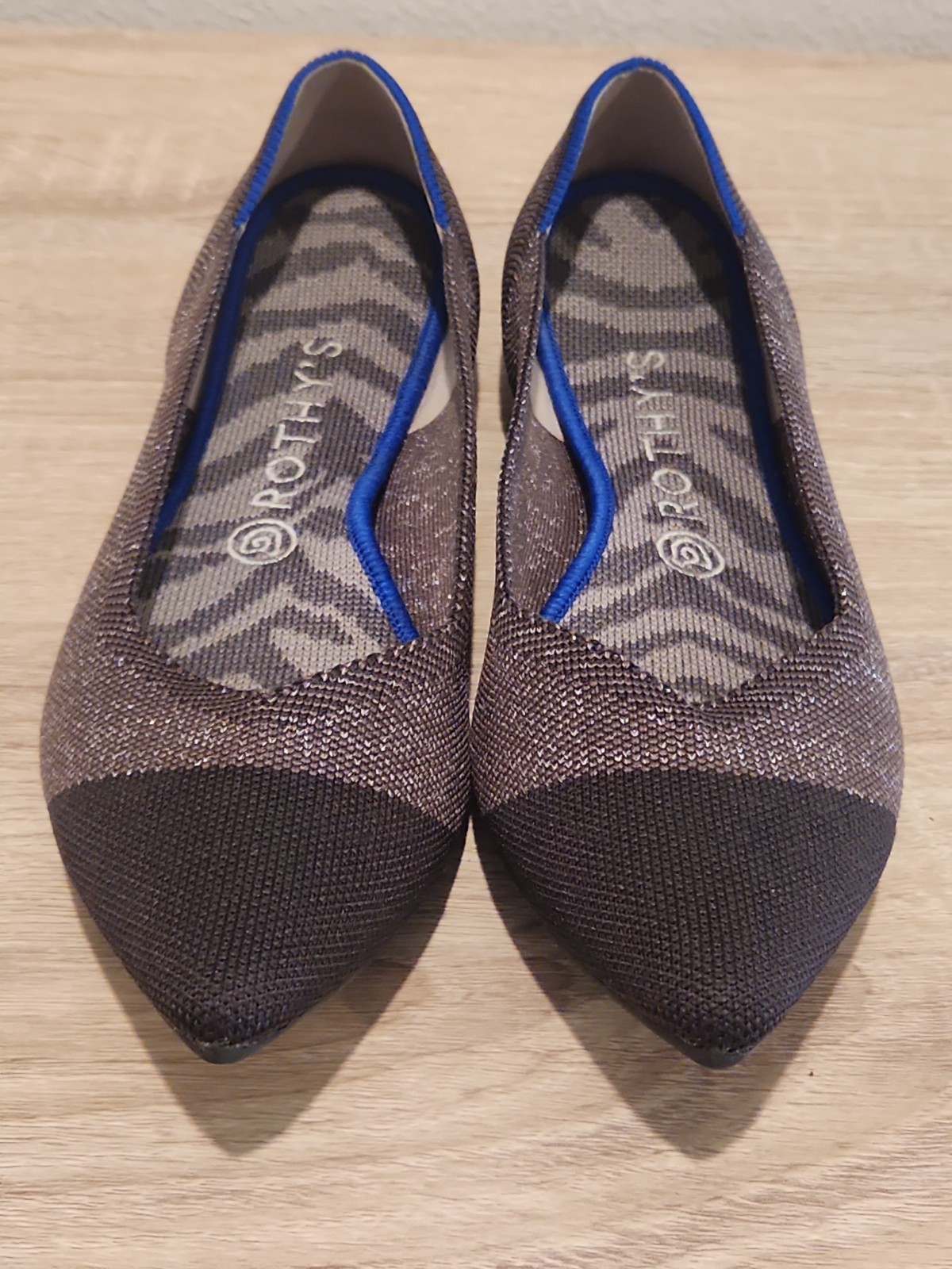 Rothy’s The Point ‘Twilight Metallic’ Captoe Stitch Flats ‘Retired’ Womens Sz 10