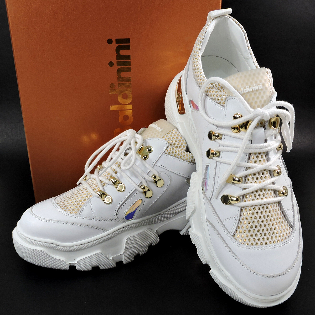 BALDININI 🇮🇹 WOMEN’S WHITE LEATHER COMFORT FASHION SNEAKERS