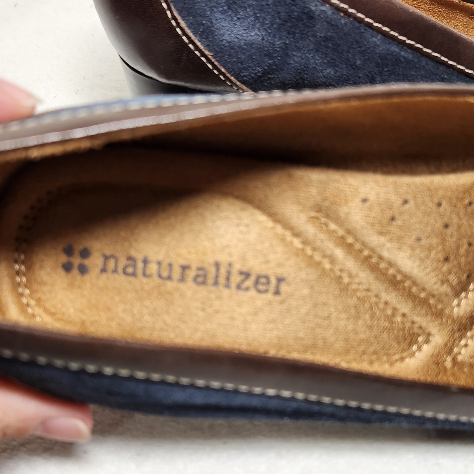 Naturalizer Women’s Loafer Heel Shoes SIze 8.5M Blue Brown Block Leather Comfort