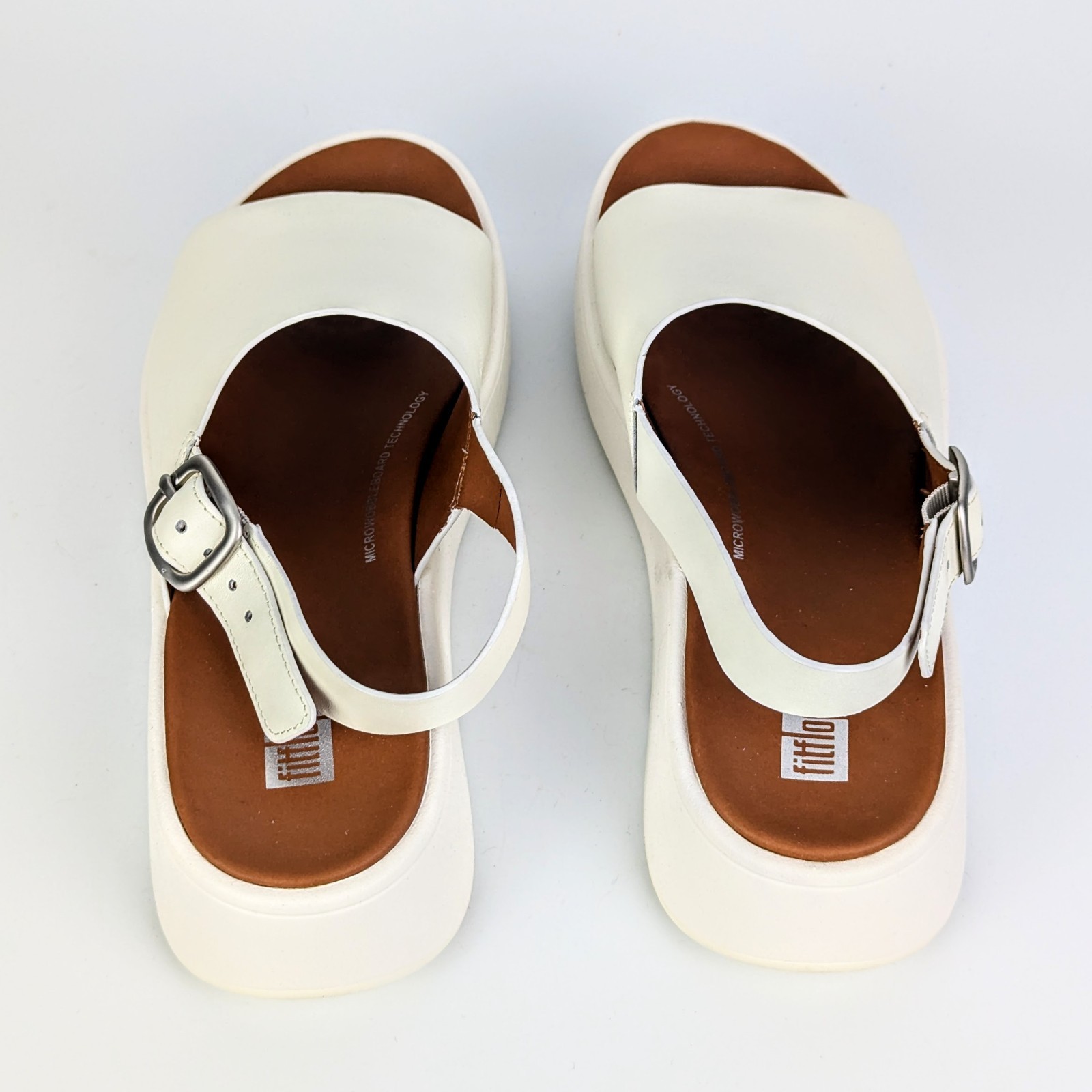 [NEW] Fitflop Women’s Cream Leather Platform Back-Strap Sandals size 7