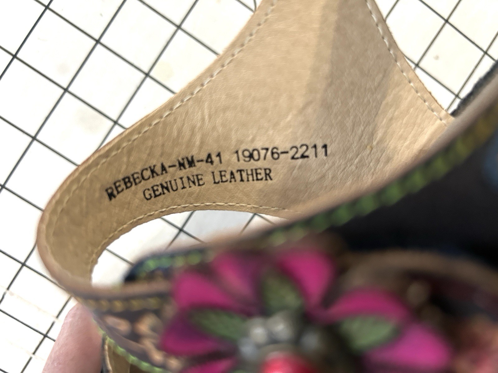 Spring Step L Artiste Rebecka Multi Leather Floral Platform Sandals EU 41 US 10