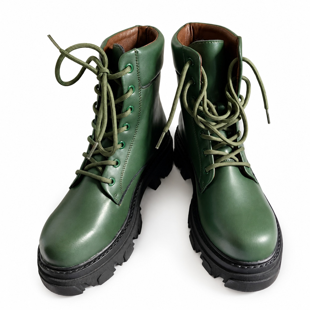 Green Platform Combat Boots Women’s EU 38 US 7.5 Chunky