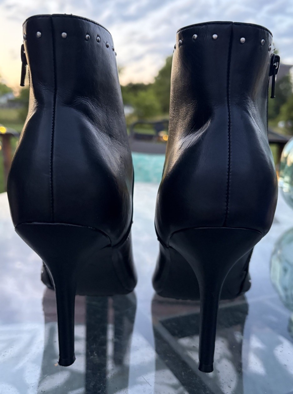 The Limited Black Vegan Studded Stiletto Ankle Boots 9 1/2 Punk Goth Emo Rock