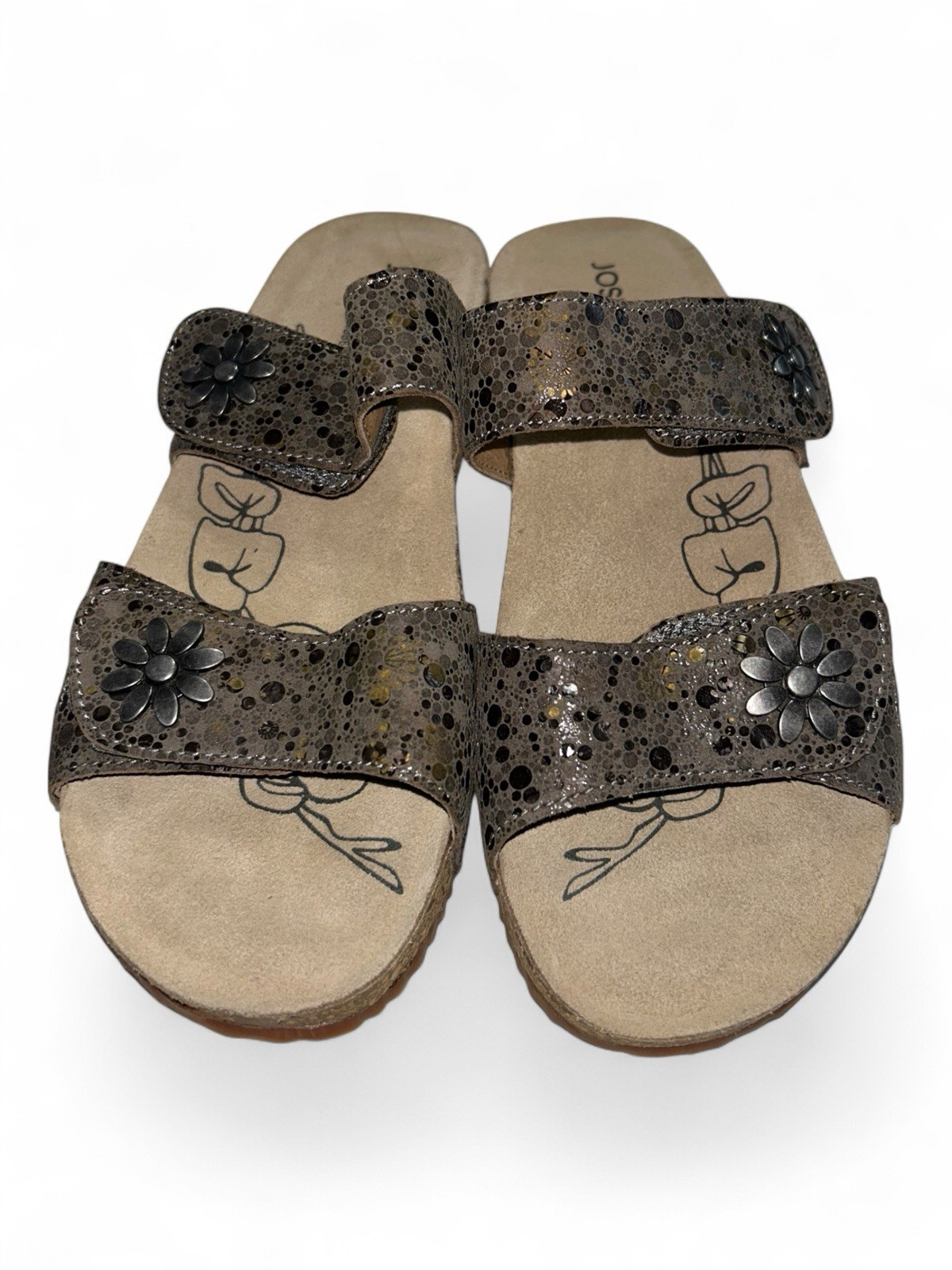 Josef Seibel Tonga 04 Double Strap Sandals EU 38 US 7.5-8 Daisy Flower