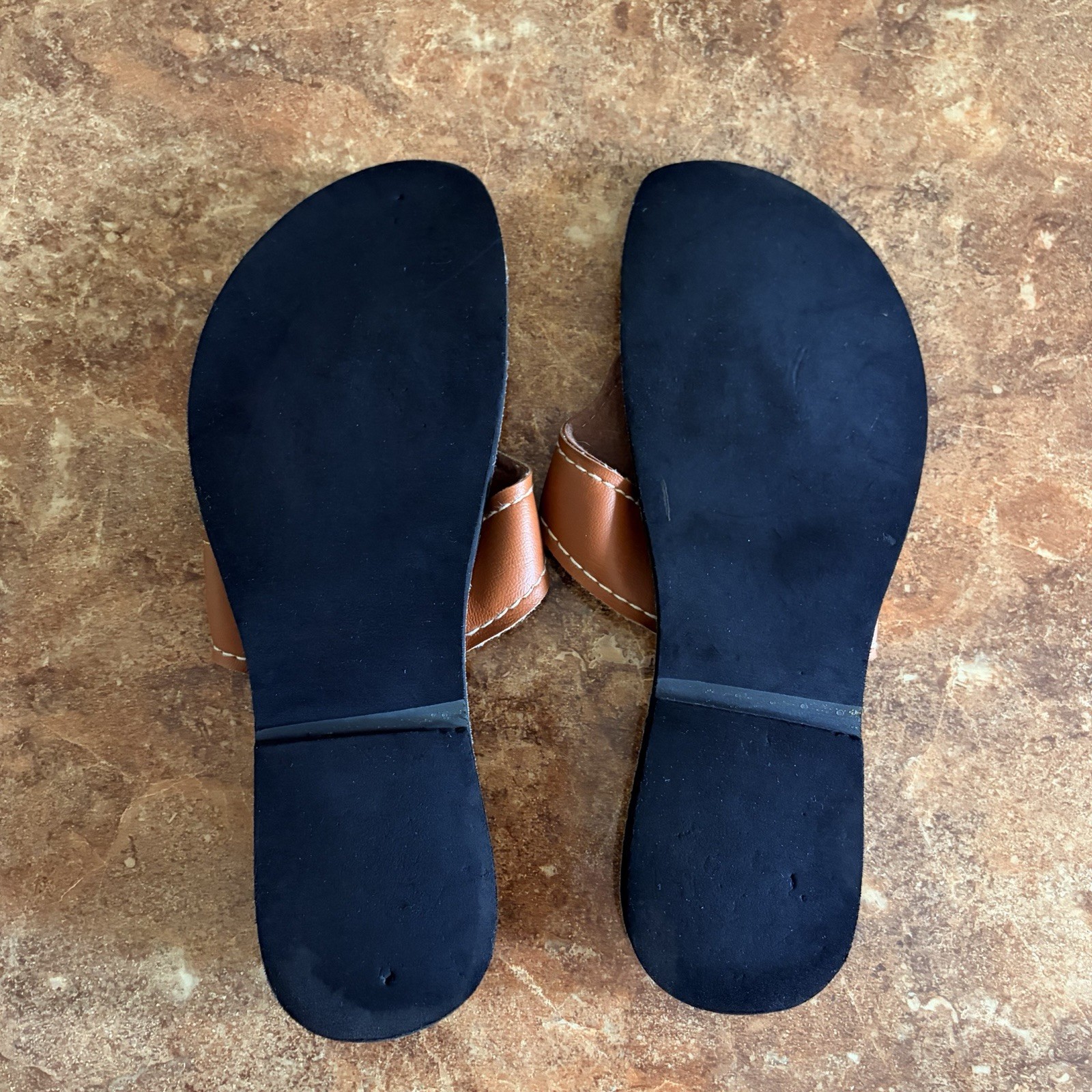 KINO Key West Women’s Lily Brown Leather Sandals Thong Flip Flops Size 10