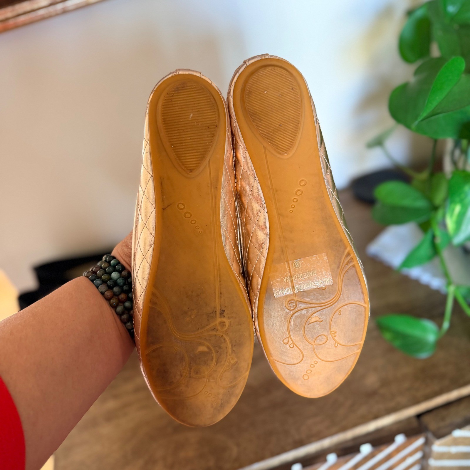 Chase & Chloe GAP Ballet Flats Women 8 Rose Gold Black Bundle Quilted Velvet Bow