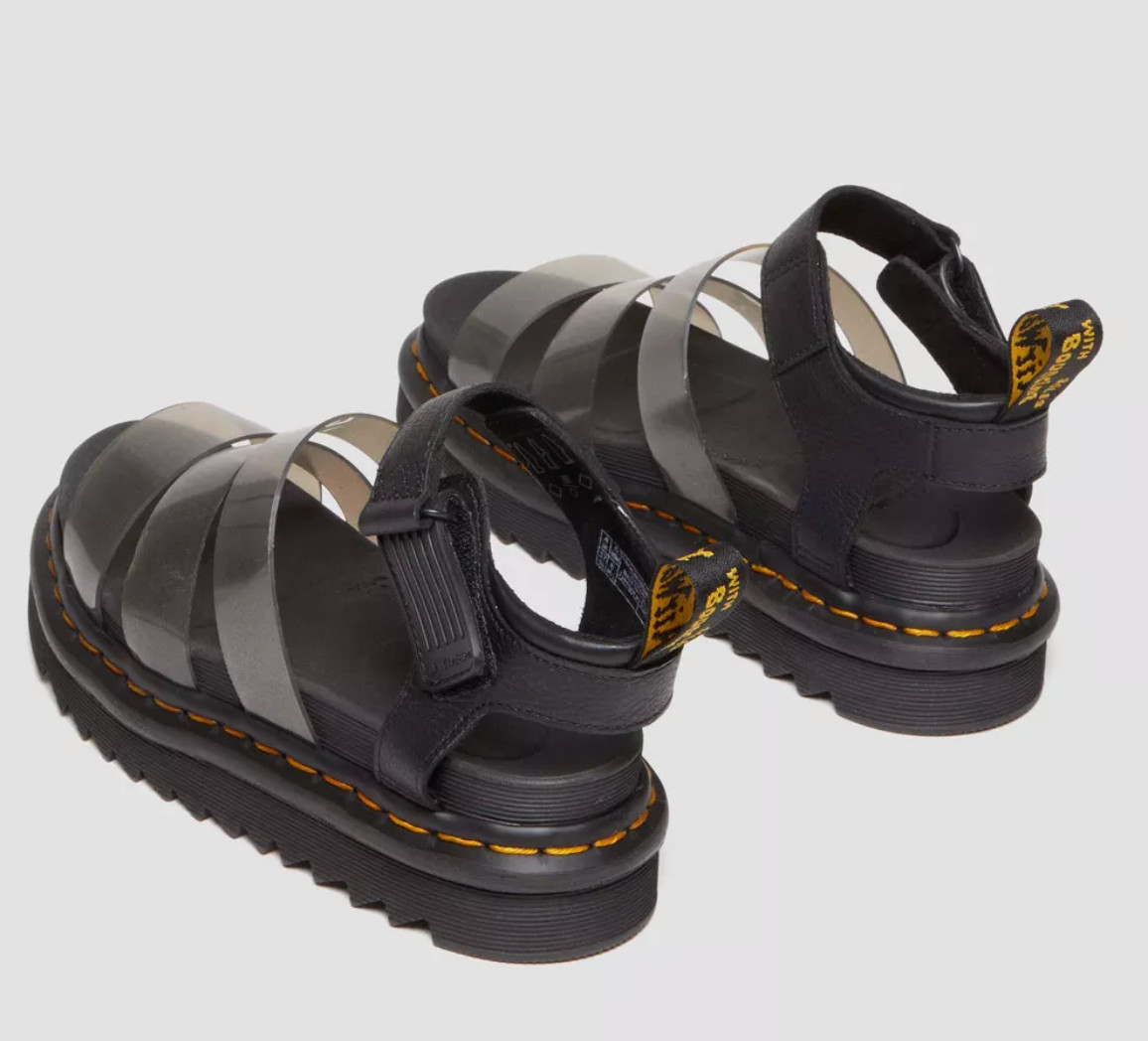 DR MARTENS BLAIRE JELLY GLITTER STRAP SANDALS BLACK SIZE 9