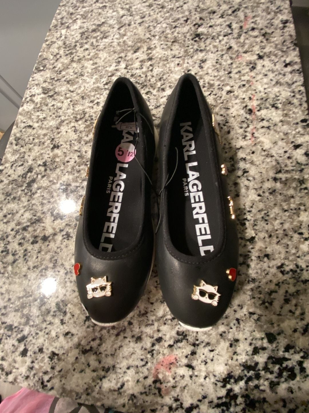 Karl Lagerfeld Paris Charm-Embellished Black Ballet Flats