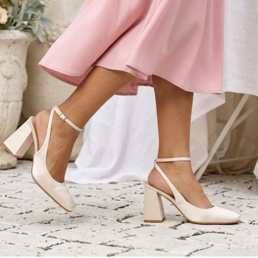 Madison -Ivory Block Heels