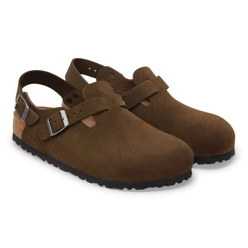 Birkenstock 37 Tokio II Suede Leather Carafe Brown Clogs Narrow Regular NIB