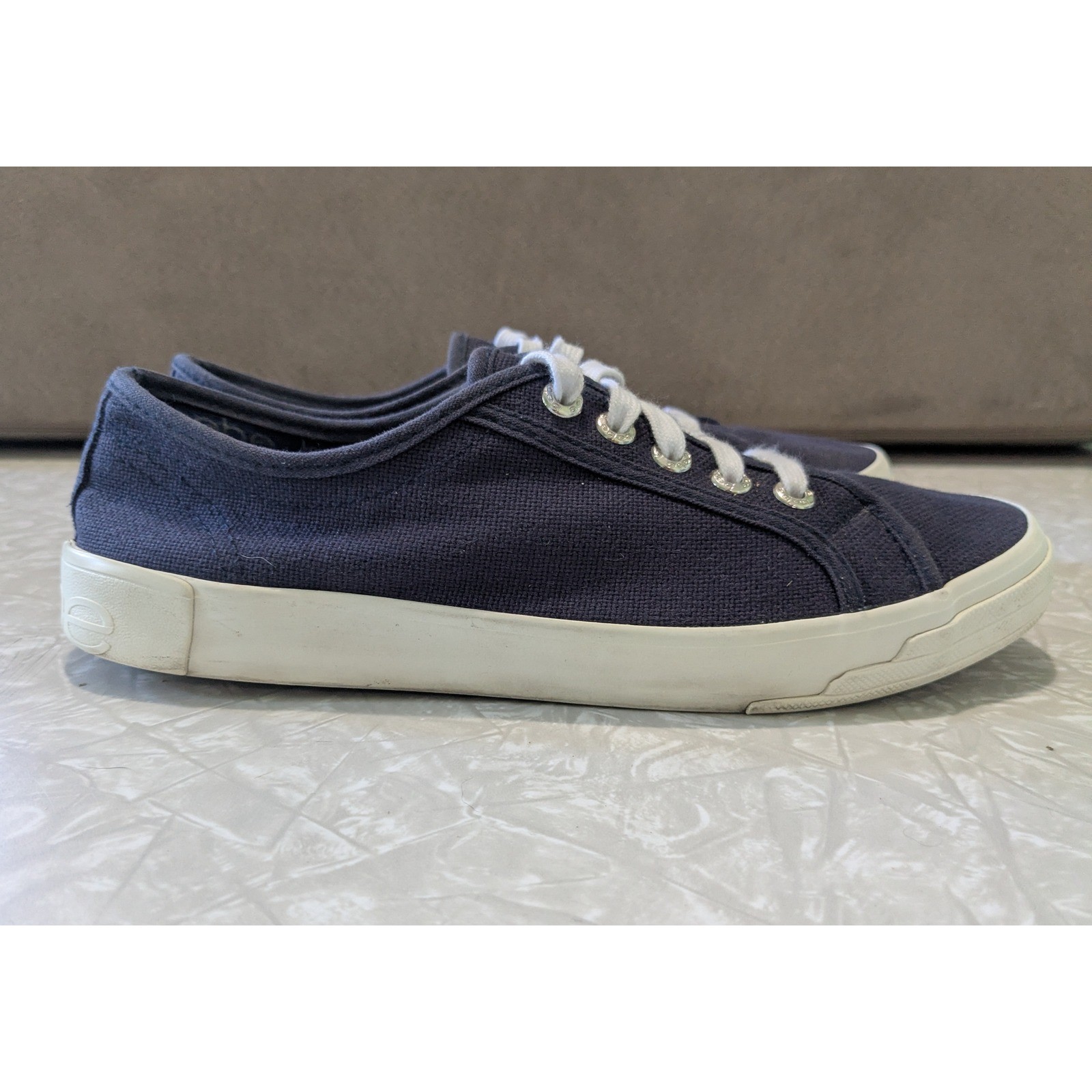 Bebe Dane Navy Blue Canvas Low Top Sneakers Womens 8.5 Streetwear 80s 90s Y2K
