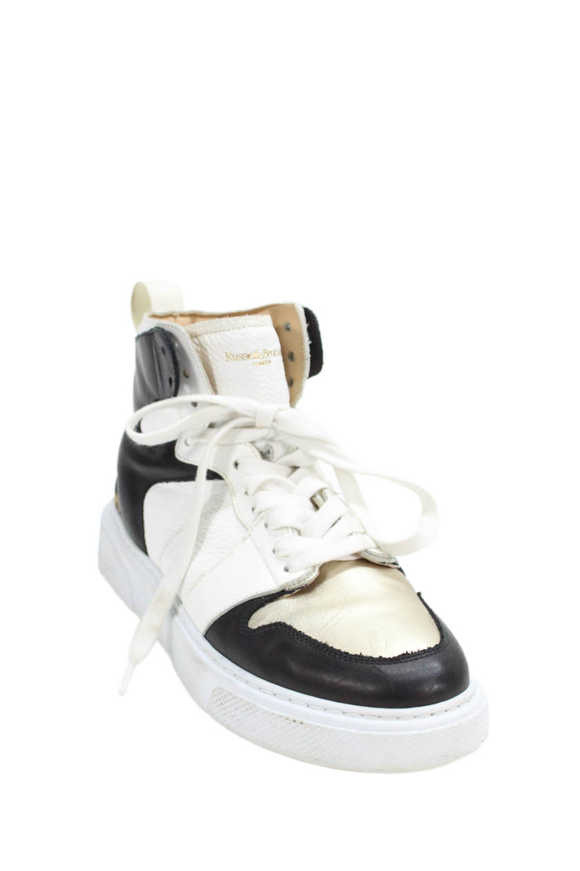 Russell & Bromley Womens Color Block Lace-Up High Top Sneakers White Size 10
