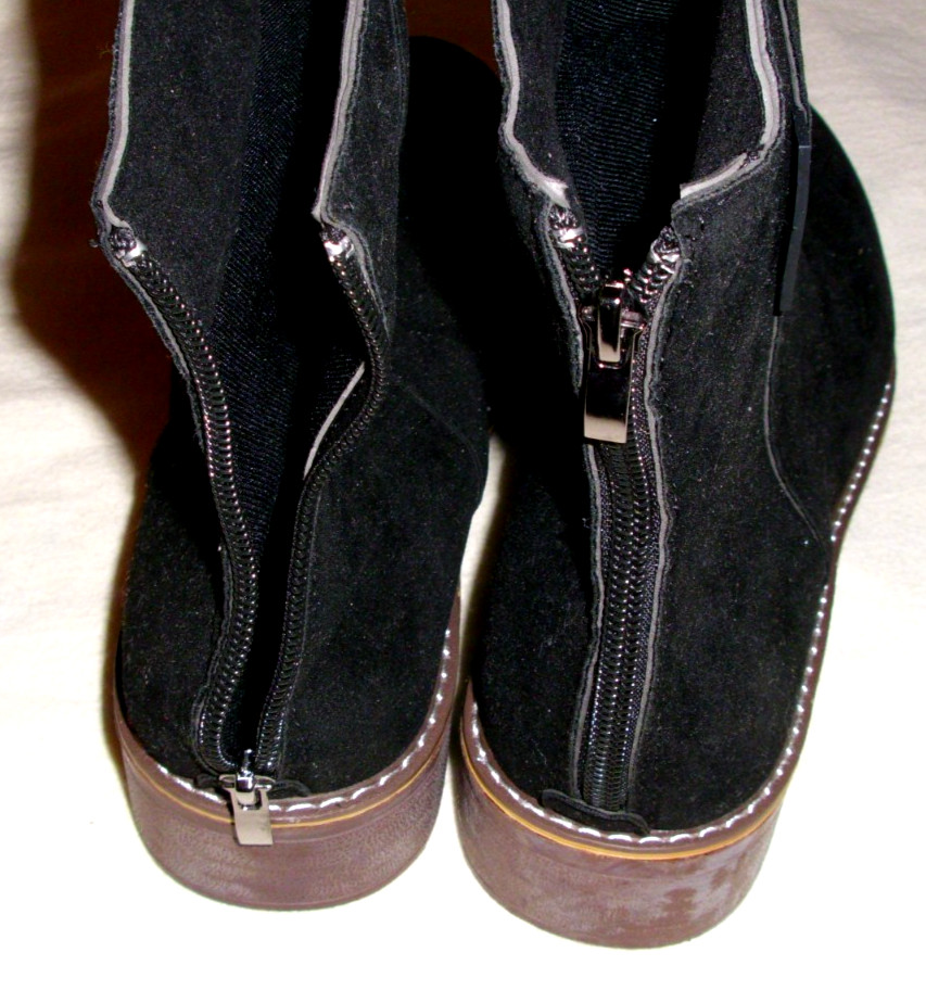 Size 40 Black Suede IU IU Gong ZHG Back Zip Unlined Ankle Boots