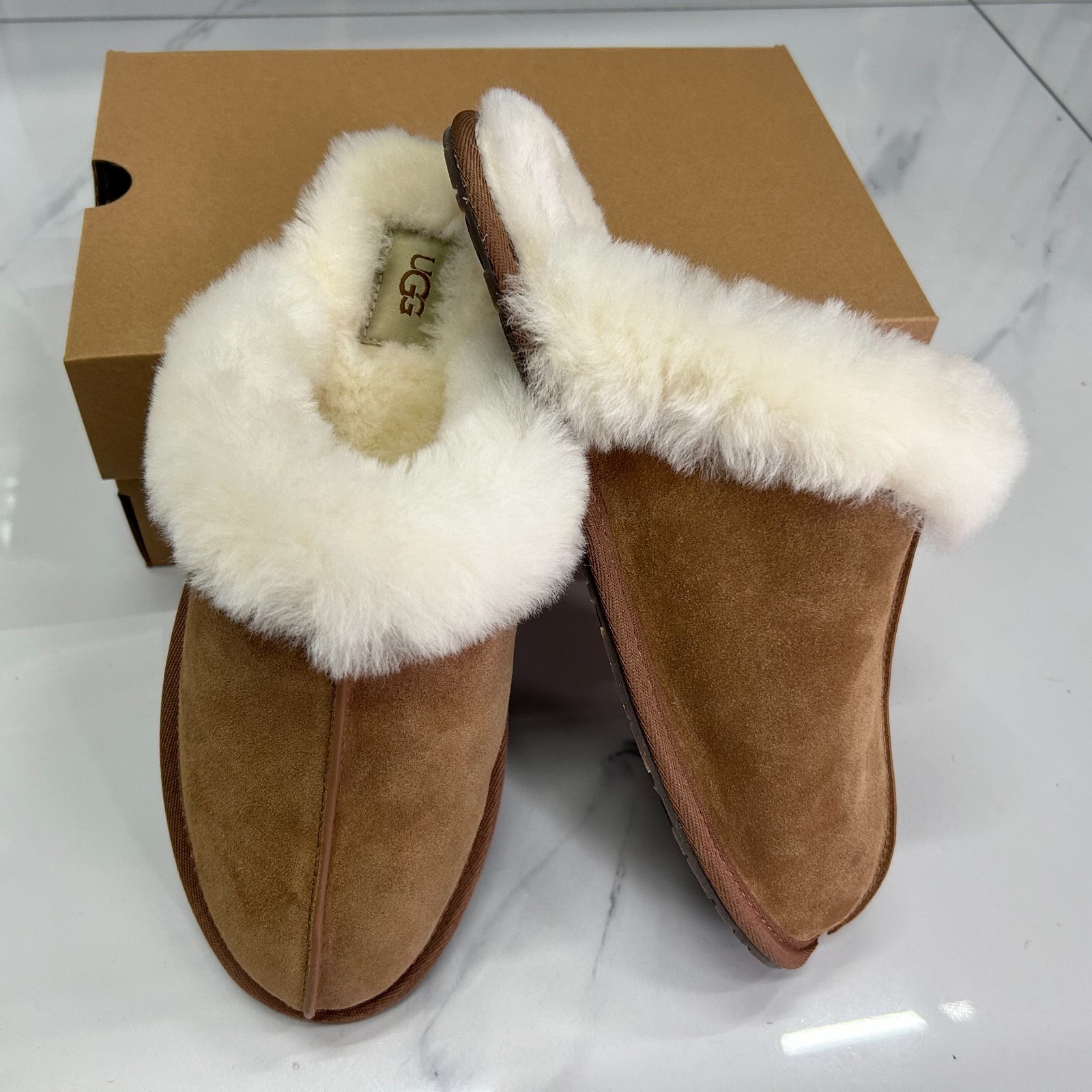 UGG Women’s Scuffette II Chestnut Suede Upper Slippers US 6-11 Comfort Shoes New