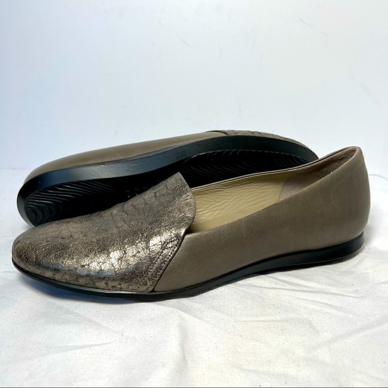 Ecco Touch Ballerina 2.0 Warm Grey Leather Flats Womens EU 40 US 10