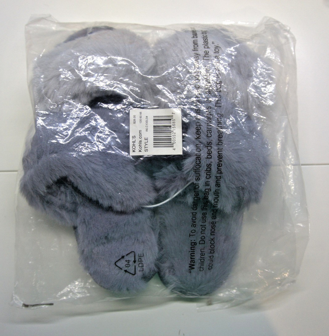 Lot of 4 – LC Lauren Conrad Double Band Faux Fur Slide Slippers Gray M 7/8