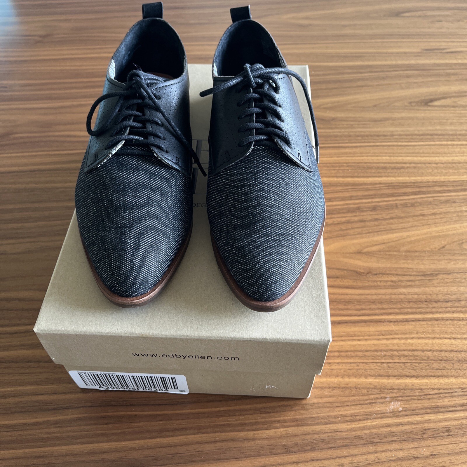 ED Ellen DeGeneres Leather Lace-up Oxford Shoes Kulver Black Womens 8 New