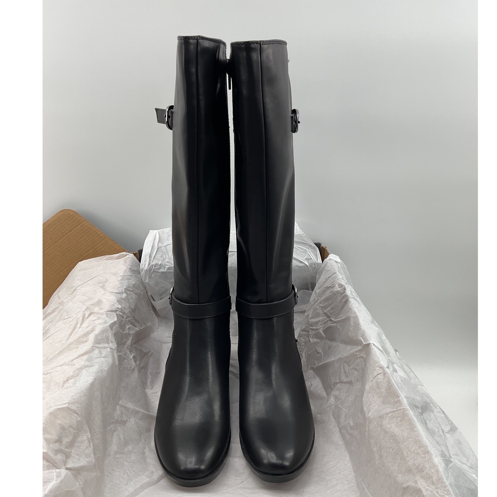 Naturalizer Womens Black Knee High Riding Boots Buckle Detail Size 5 M NEW