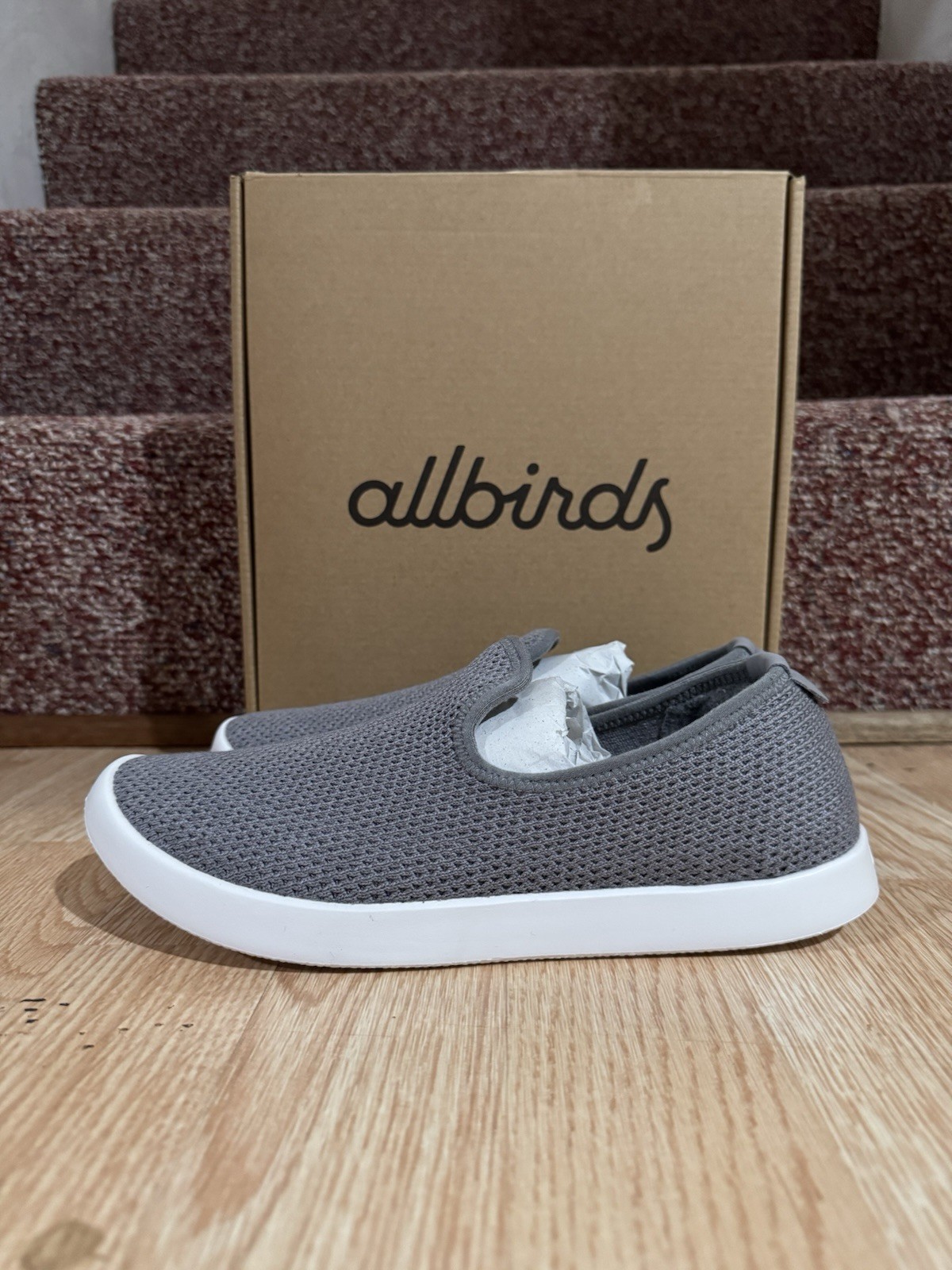 Allbirds Tree Loungers Gray/White Mesh Slip-On Comfort Shoes Women’s US 8 EU 38