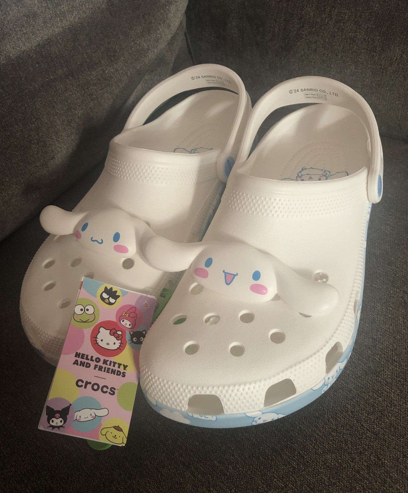 Crocs x Sanrio Cinnamoroll Classic Clogs White M10 W12 3D Ears Limited Edit