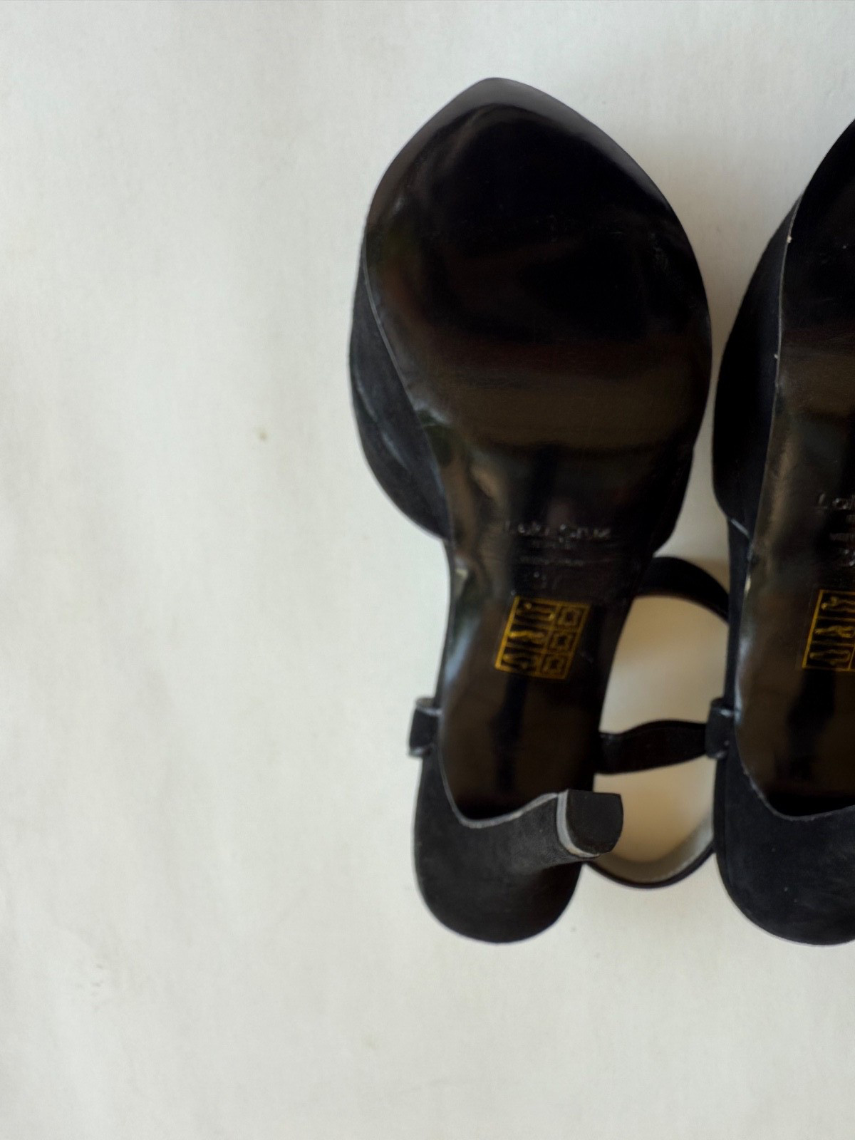 Lola Cruz España Platform High Heels Ankle Strap Black Suede Peep Toe Sz EUR 37