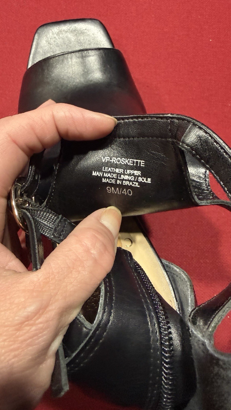 Vince Camuto Black Leather Open Toe Ankle Strap Zip Strappy Heels 9 / 40