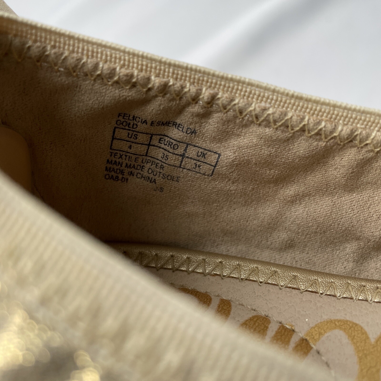 Sam Edelman Felicia Esmeralda Gold Ballet Flats Bow Womens Sz 4