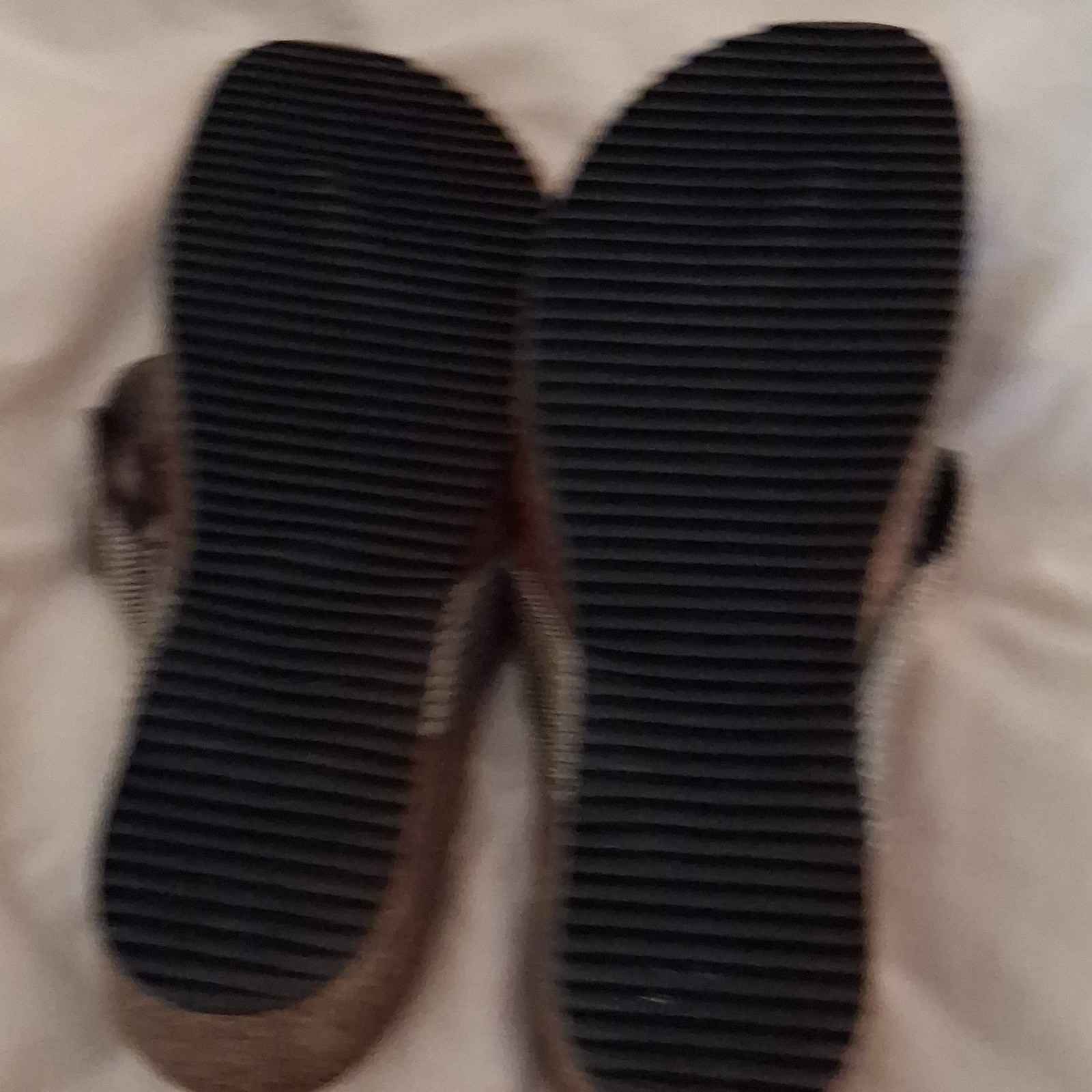 Women’s Slide Wedge Sandals Gray Silver Leather Rhinestone Cushioned US 8.5