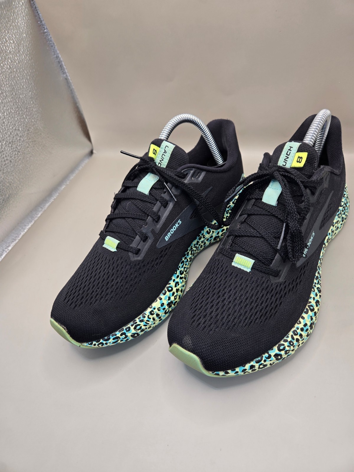 Brooks Launch 8 Shoes Women’s 8 Black Leopard Cheetah Running Athletic Sneakers