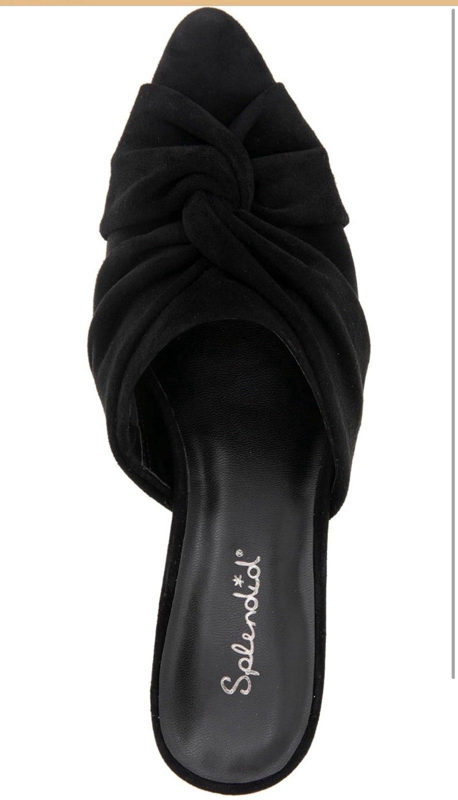 Splendid Women’s Black Suede Knot Pointed Toe Mule Slip On Heels Size 11