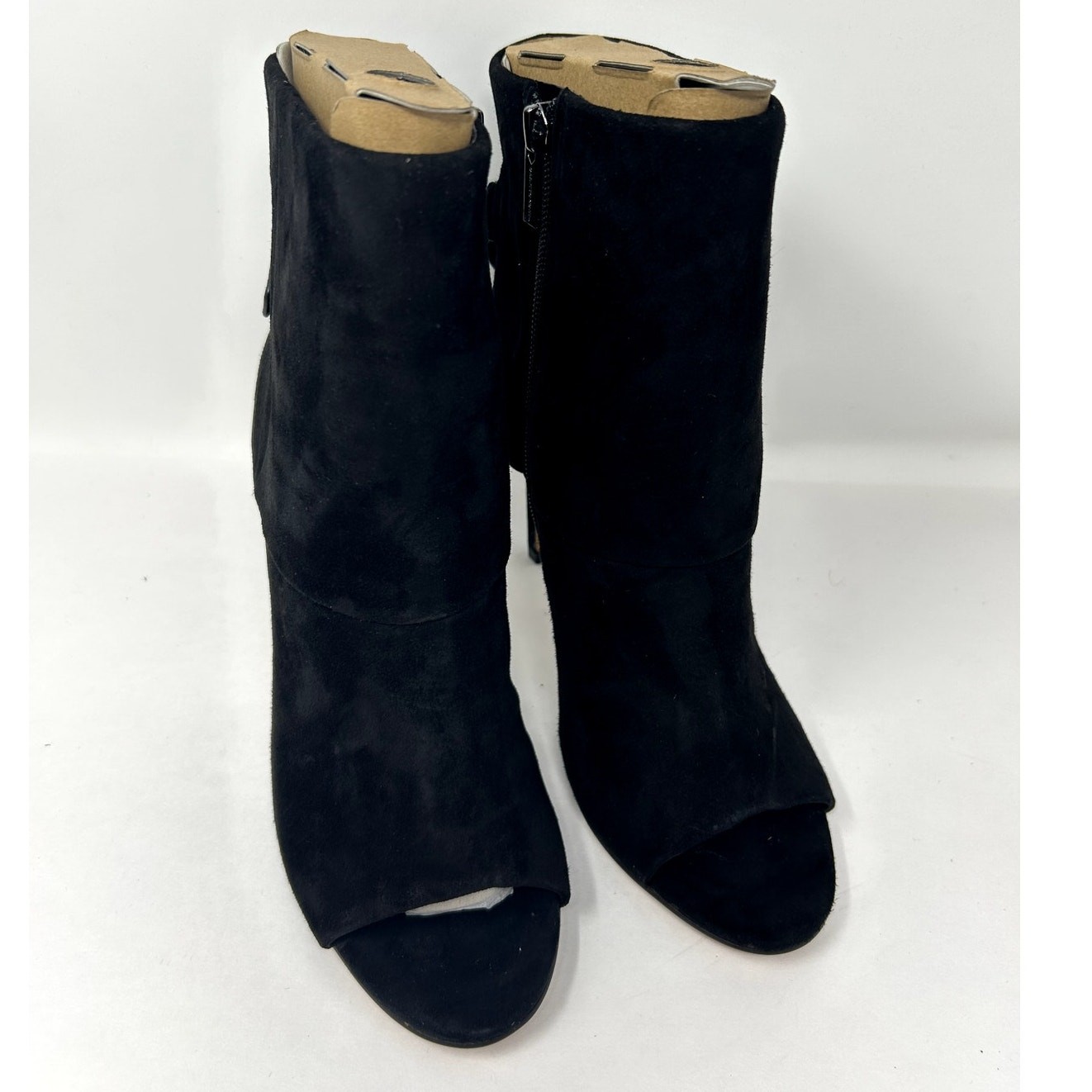 Vince Camuto Womens Camesha Suede Peep Toe Booties Shoes Black 7.5 Medium (B,M)